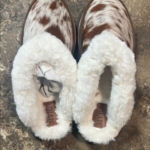 Myra Bag Brown and White Fur Slippers